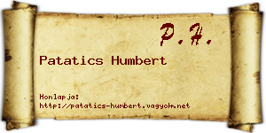 Patatics Humbert névjegykártya